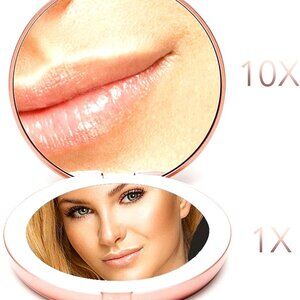 Fancii LED Lighted Travel Makeup Mirror, Rechargeable with 10x/1x Magnifying